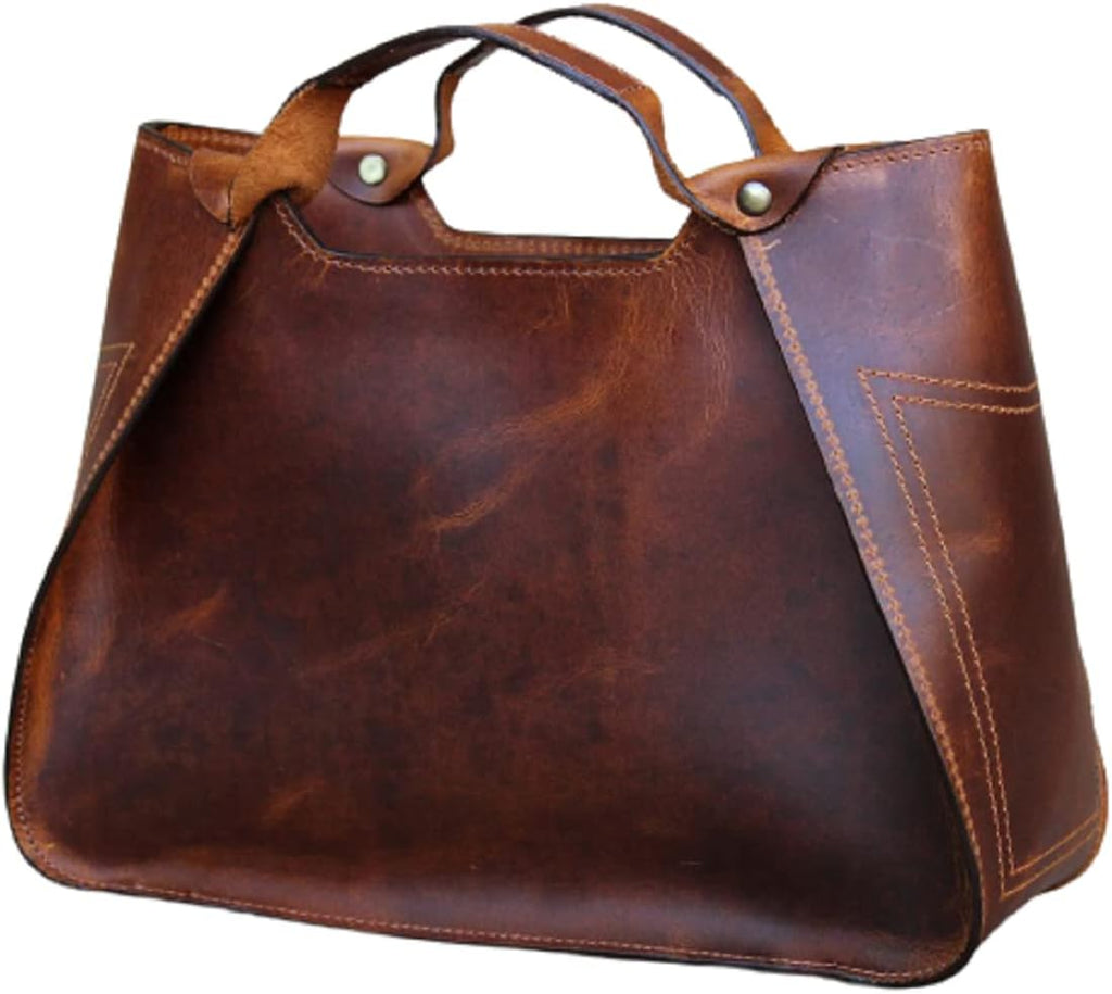 genuine full grain leather shoulder tote bag for women