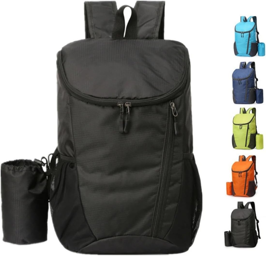 portable foldable backpack folding mountaineering bag ultralight outdoor cycling rucksack travel hiking knapsack black